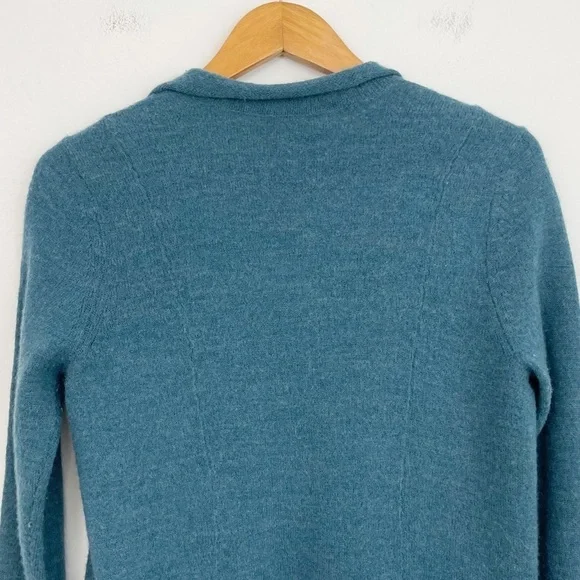 Eileen Fisher Merino Wool Teal Draped Open Front Long Sleeves Sweater Cardigan S - Picture 10 of 16
